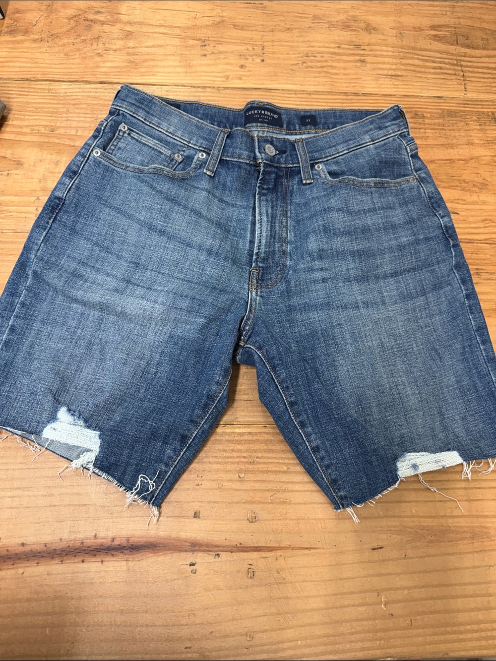 Lucky Brand Men's Cutoff Denim Shorts - Medium Blue Wash
